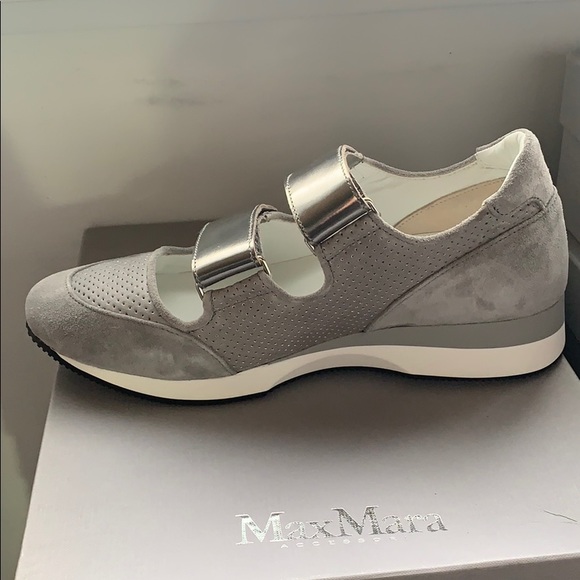 NEW MAX MARA MM34 Gray Perla Velcro Sneakers - Picture 3 of 11